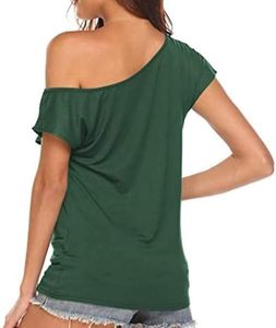 T-shirt ample tendance, doux, respirant, confortable, décontracté, élégant, pour tous les jours, asymétrique à une épaule - Product Image 2