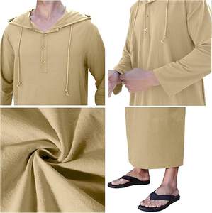 Vêtements islamiques pour hommes, Thobe à col rond, Thobes personnalisés à franges, Thobe respirant pour musulmans, Thobe saoudien, Jubba à manches longues du Moyen-Orient - Product Image 6