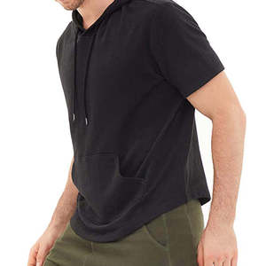 T-shirt surdimensionné personnalisé pour homme, 100 % coton épais, anti-plis, décontracté, sportif, à manches courtes, à capuche, col en V - Product Image 2