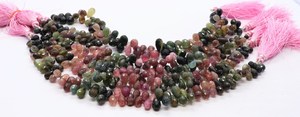 Perles en tourmaline naturelle multicolores facettées en forme de goutte 6x8MM, perles en pierres précieuses multicolores en forme de goutte de 8 pouces, perles en tourmaline en vrac - Product Image 2