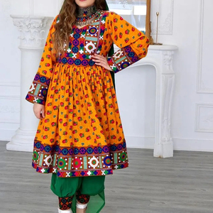 Robe Kuchi ethnique afghane en tissu Banarsi, style décontracté, dentelle naturelle, lavable, longueur au sol, coupe ajustée, robe Kuchi afghane - Product Image 3