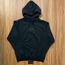 Heavyweight 400 GSM <b>Black</b> Hoodie – Tonal Embroidery Box Logo – Premium Cotton <b>Fleece</b> Streetwear Pullover - Product Image 2