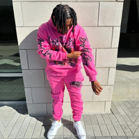 Sudaderas holgadas y Sudadera con capucha Fabricante personalizado Pantalones de chándal Jogger de dos piezas Chándal Flare Stacked Vintage Totalmente DTG Impreso