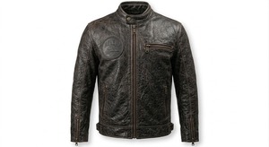 Chaqueta de Motociclista Acolchada de Cuero Genuino para Hombre Relevo, Cuello Alto, Logotipo Grabado, Cierre de Cremallera, Ecológica, para Invierno - Product Image 6