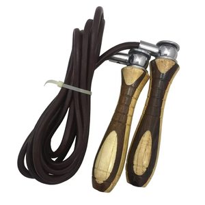 Nouvelle Corde à sauter légère en cuir de vachette avec poignées en bois pour entraînement sportif rapide, 1 kg, unisexe, modèle Geo, vente en gros directe usine - Product Image 2