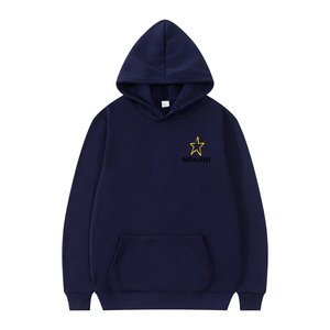 Sweat-shirt à capuche bleu marine pour homme Mbaani, coupe classique, logo étoile brodé, vêtement décontracté pour l'automne 2026, en vente - Product Image 1
