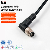 Kabel Konektor Sirkular Tahan Air Hy2.0 Sudut Kanan 90 Derajat M8 dengan Pelindung untuk Peralatan Medis