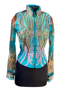 Custom <b>Rhinestone</b> Western Rodeo Show <b>Jacket</b> for Cowgirl Horse Show Riding and Barrel Racing Competition - Product Image 1