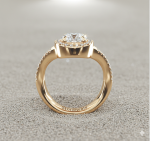 Bague de fiançailles vintage en or avec halo de diamants en cascade, sertie à griffes certifiée - Product Image 6