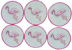 Embroidered Floral Polyester/Cotton <b>Table</b> Coasters Set of 6 Eco-Friendly Customizable Home & Hotel Use Housewarming Gift - Product Image 5