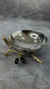 Bol de service en argent martelé fait main avec support en métal en forme de branche, élégant centre de table, saladier, vaisselle en gros, décoration intérieure - Product Image 2