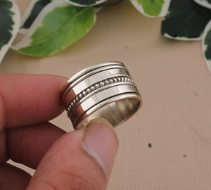 925 Sterling <b>Silver</b> Bezel Setting Doted Band <b>Ring</b> Minimalist High Polished Stackable Women <b>Men</b> Wedding Party Jewelry - Product Image 4