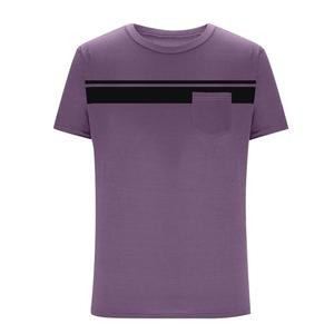 เสื้อยืดคอกลมโอเวอร์ไซส์สำหรับผู้ชายไซส์ใหญ่ ผ้าเจอร์ซีย์ถักลายบล็อกสี 100% ผ้าฝ้าย แขนสั้น มีกระเป๋า เป็นมิตรกับสิ่งแวดล้อม แห้งเร็ว - Product Image 1