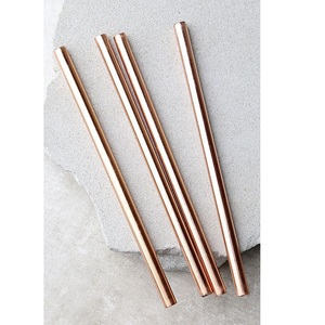 Luxury <b>Reusable</b> Copper Bent Beverage <b>Straws</b> Metal Drinking <b>Straw</b> Set for Hotel Home Cocktails Smoothies Juice and Cold Drinks - Product Image 5