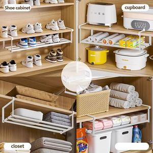 Scarpiera regolabile in ferro espandibile e salvaspazio impilabile per riporre il cestino inferiore per il bagno dell'armadio di casa - Product Image 3