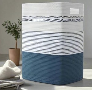 Wholesale Rectangular Cotton Laundry Basket Handicraft Decorative Storage <b>Container</b> Cotton Accessories from Vietnam - Product Image 3