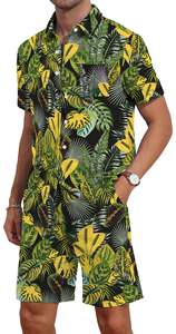 Ensemble d'été pour homme, chemise à manches courtes à imprimé floral, short de plage assorti, tenue décontractée de vacances, haut coloré, ensemble assorti pour homme - Product Image 4