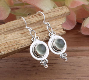 Boucles d'oreilles en préhnite naturelle, argent sterling 925, pierre précieuse verte facettée, boucles d'oreilles pendantes pour femmes, bijoux de luxe authentiques pour mariage et fête - Product Image 2