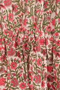 Vestido Kaftan Maxi Boho Chic Rosa con Estampado Floral Hecho a Mano, Cuello en V, Corte Holgado, Algodón, Casual, para Vacaciones y Playa - Product Image 5
