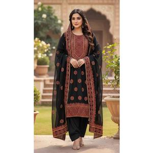 ชุดเดรส Salwar Kameez ผ้าไหมพิมพ์ลายสวยงามสำหรับผู้หญิงจาก WS INTERNATIONAL สไตล์ปากีสถานอินเดีย ทรงตรง ดีไซน์เนอร์ ชุดส่าหรีแบบดั้งเดิม เหมาะสำหรับวันอีด - Product Image 4