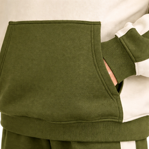 EHRI OEM ขายส่ง เสื้อฮู้ดดี้โอเวอร์ไซส์พรีเมียม ยูนิเซ็กซ์ ผ้าฝ้าย 100% ชุดเสื้อฮู้ดดี้ผ้าฟลีซ 350 กรัม ล้างสีแบบแอซิด บล็อกสี สำหรับฤดูหนาว เป็นมิตรกับสิ่งแวดล้อม - Product Image 3