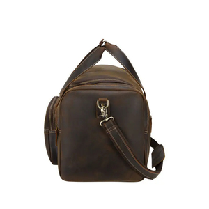 Bolsa de Viaje Casual de Cuero Genuino para Hombre, Gran Capacidad, Cierre de Cremallera, Asa Suave, Compartimento Interior - Product Image 3