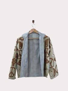 Bohemian Soft <b>Velvet</b> Embroidered <b>Jacket</b> with Geometric Pattern Full Sleeve Stand Collar Artisan <b>Women's</b> Winter Outerwear - Product Image 4