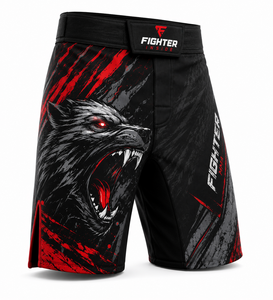 กางเกงชกมวย MMA สำหรับผู้ชาย ลายพิมพ์ซับลิเมชั่น สีดำแดง ลายหมาป่า ระบายเหงื่อได้ดี ยืดหยุ่นได้ เหมาะสำหรับการฝึกซ้อมระดับมืออาชีพ - Product Image 1