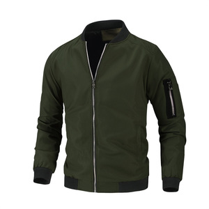 Veste bomber homme coupe-vent de qualité supérieure, couleur unie, confortable, pour l'extérieur - Product Image 1
