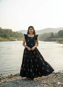 ชุดเดรส Anarkali / Kurta ผ้าฝ้ายแท้ ลายแขนเสื้อแฟนซีสไตล์ตะวันตก ความยาวคลุมเท้า สำหรับผู้หญิง รุ่น Stock On 2026 In - Product Image 5