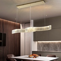 Lustre de plafond en cristal LED réglable en hauteur, style simple et luxueux, pour la décoration de la maison
