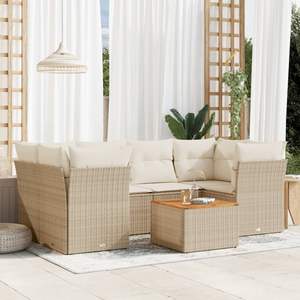 Set Divano da Giardino Beige Marrone Crema Bianco - Product Image 1