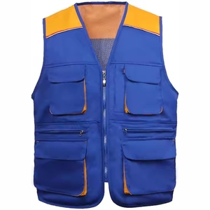 Men's Gray Multi Pocket <b>Utility</b> <b>Vest</b> With Zipper Closure Breathable Casual Outerwear V-neck Design For Spring Wear 2026 - Product Image 6