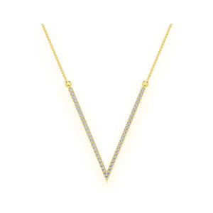 Pendentif en or massif 10 carats de haute qualité, VVS-VS, cultivé en laboratoire, collier personnalisé en forme de V pour femmes, design accrocheur, cadeau de mariage - Product Image 1