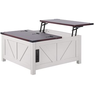 Tavolino da Caffè Quadrato Stile Rustico da 36 Pollici con Piano Sollevabile e Presa di Corrente Integrata, Tavolo da Cocktail in Legno per Soggiorno - Product Image 1