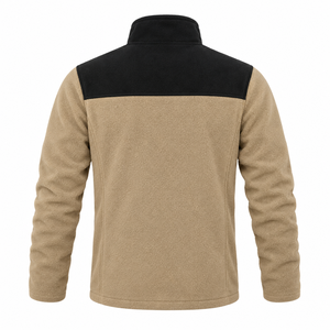 Veste polaire pour homme, bleu ciel, à blocs de couleur, col montant, épaisse, chaude, sportive, pour l'hiver - Product Image 5