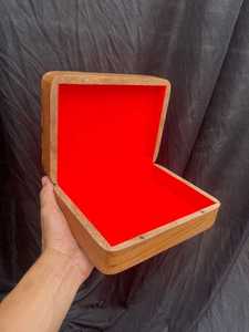 Polished Wooden Presentation <b>Box</b> Red Velvet Lined Gift Case Carved Storage Organizer Jewelry <b>Keepsakes</b> Home Decoration - Product Image 3
