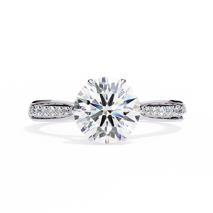 Anillo de Compromiso con Diamante de Corte Brillante Redondo, Anillo de Boda Solitario con Banda Pavé para Mujer, Ajustable - Product Image 2