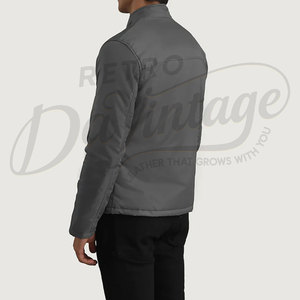 Chaqueta de invierno gris para hombre, ligera, con cuello alto, acolchada, de corte ajustado, informal, cálida, con cierre de cremallera. - Product Image 6