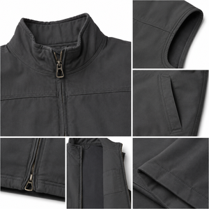 Gilet en toile pour homme de haute qualité, sans manches, vêtement de travail, gilet multi-poches pour l'extérieur, design personnalisé, gilet en toile pour homme à bas prix - Product Image 3