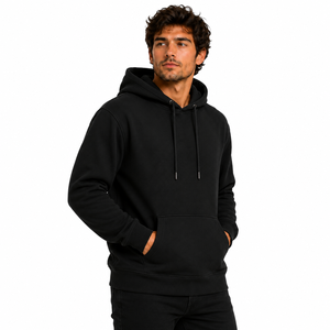 Sweat-shirt polaire premium uni à col ras du cou, coupe ajustée, manches classiques, poche kangourou, vierge, pour tenue d'équipe, sportswear décontracté et streetwear - Product Image 3