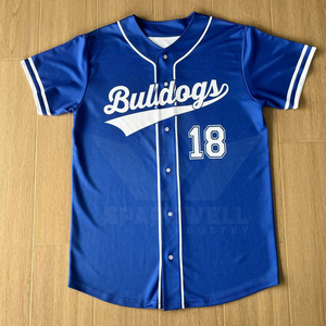 Camiseta de Béisbol Azul para Hombre, Manga Corta, Sublimada, Absorbe la Humedad, Corte Regular, para Todas las Temporadas - Product Image 1