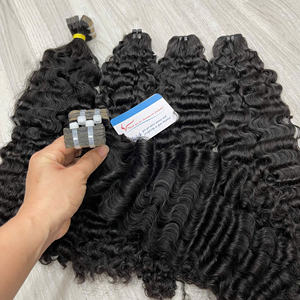 Colección exclusiva de cabello Thanh An: Cabello virgen birmano rizado con extensiones de cinta, sedoso y liso, doblemente tramado, precio al por mayor. - Product Image 2