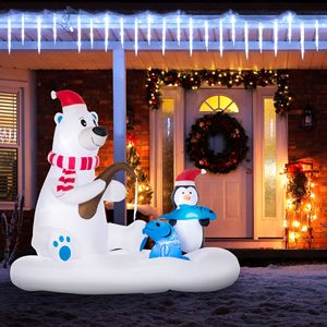Decorazioni natalizie gonfiabili da esterno a LED da 1,8 m: Orso polare, pinguino, cappello di Babbo Natale, tavola da pesca - Product Image 2