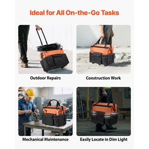 Borsa Porta Attrezzi con Ruote Resistente, Capacità 110 Libbre, 27 Tasche, Manico Telescopico Regolabile - Product Image 2