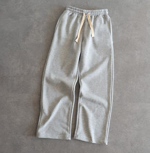 High Quality French Terry Cotton Oversized Baggy Sweatpants Custom Straight Curved Striped <b>Trousers</b> with <b>Drawstring</b> Rope - Product Image 1