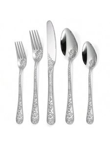 Ensemble de couverts en métal haut de gamme, finition miroir, compatible lave-vaisselle, pour occasions spéciales comme les mariages - Product Image 1