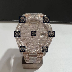 Reloj Mecánico de Acero Inoxidable con Incrustaciones de Diamantes VVS Moissanite, Estilo Hip Hop, de Lujo, Personalizado, con GPS, Fecha Automática, 10 Bar, 100% Aprobado por el Probador de Diamantes - Product Image 1