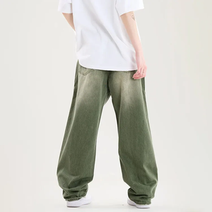 Baggy Mid Waist Lightweight Straight Denim <b>Jeans</b> for <b>Men</b> Relaxed Fit Casual Pants Plain Dyed OEM Service Designed Style Comfort - Product Image 3