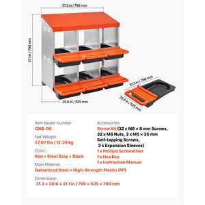 Cajas de Anidación de Metal de 2 Niveles con 6 Compartimentos, Tapas Protectoras, Caja de Anidación Enrollable para Jaulas de Animales que Ponen Huevos - Product Image 4